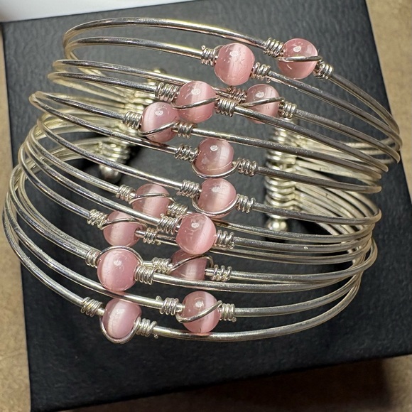 Jewelry - Silver and Pink Beaded Bracelet